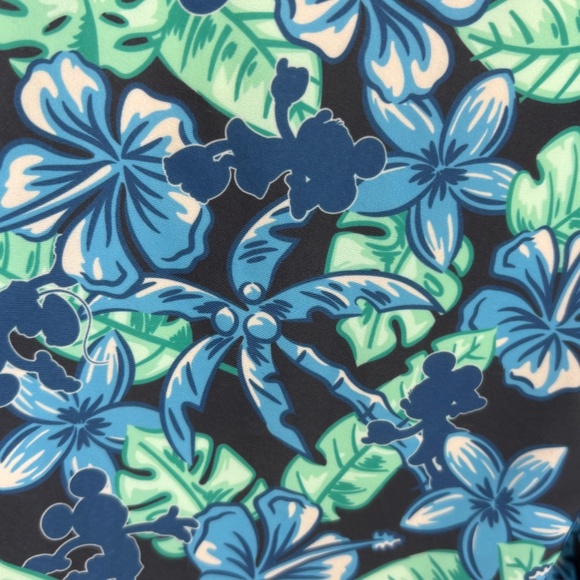 Disney Womens 2X One Piece Swim Bathing Suit Blue Green Tropical Mickey Mouse - Picture 6 of 7